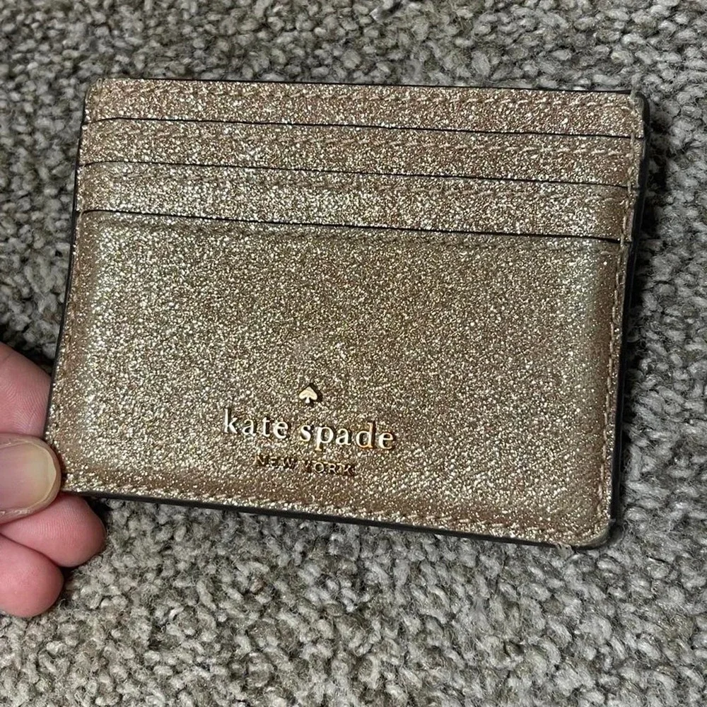 Kate Spade New York gold glitter card holder